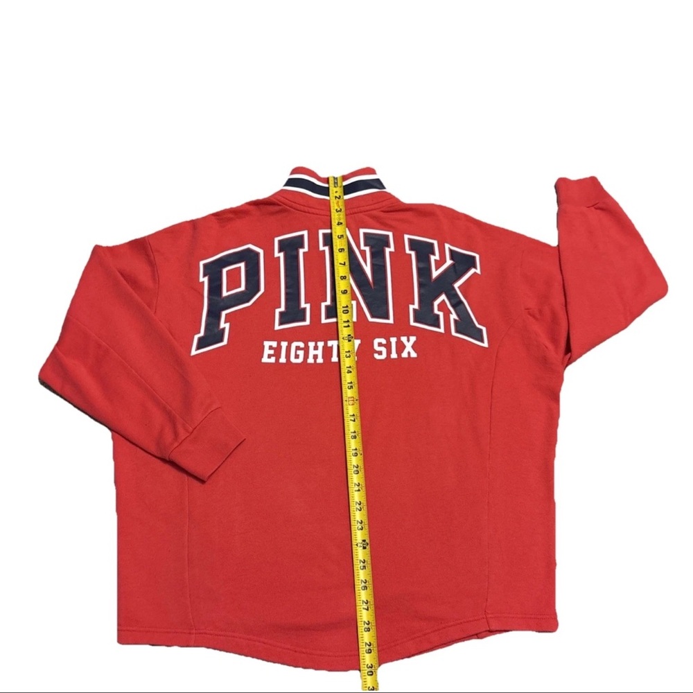 PINK Victoria's Secret Women’s M Red Quarter Zip Pullover Sweatshirt Sweater - Picture 9 of 11